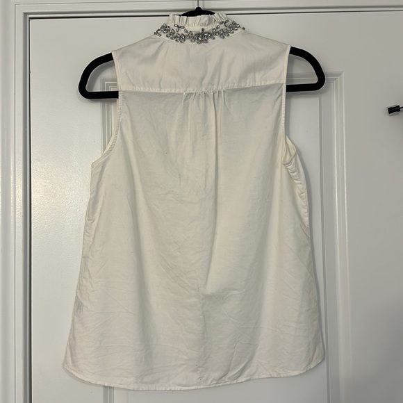 J. Crew sleeveless white oxford shirt with embellished collar - Picture 5 of 5